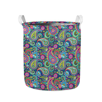 Colorful Paisley Pattern Print Collapsible Laundry Basket