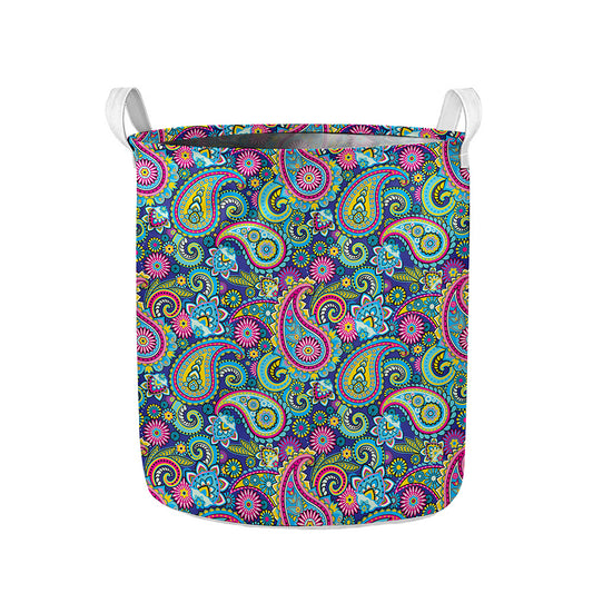 Colorful Paisley Pattern Print Collapsible Laundry Basket