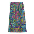 Colorful Paisley Pattern Print Cotton Front Slit Maxi Skirt