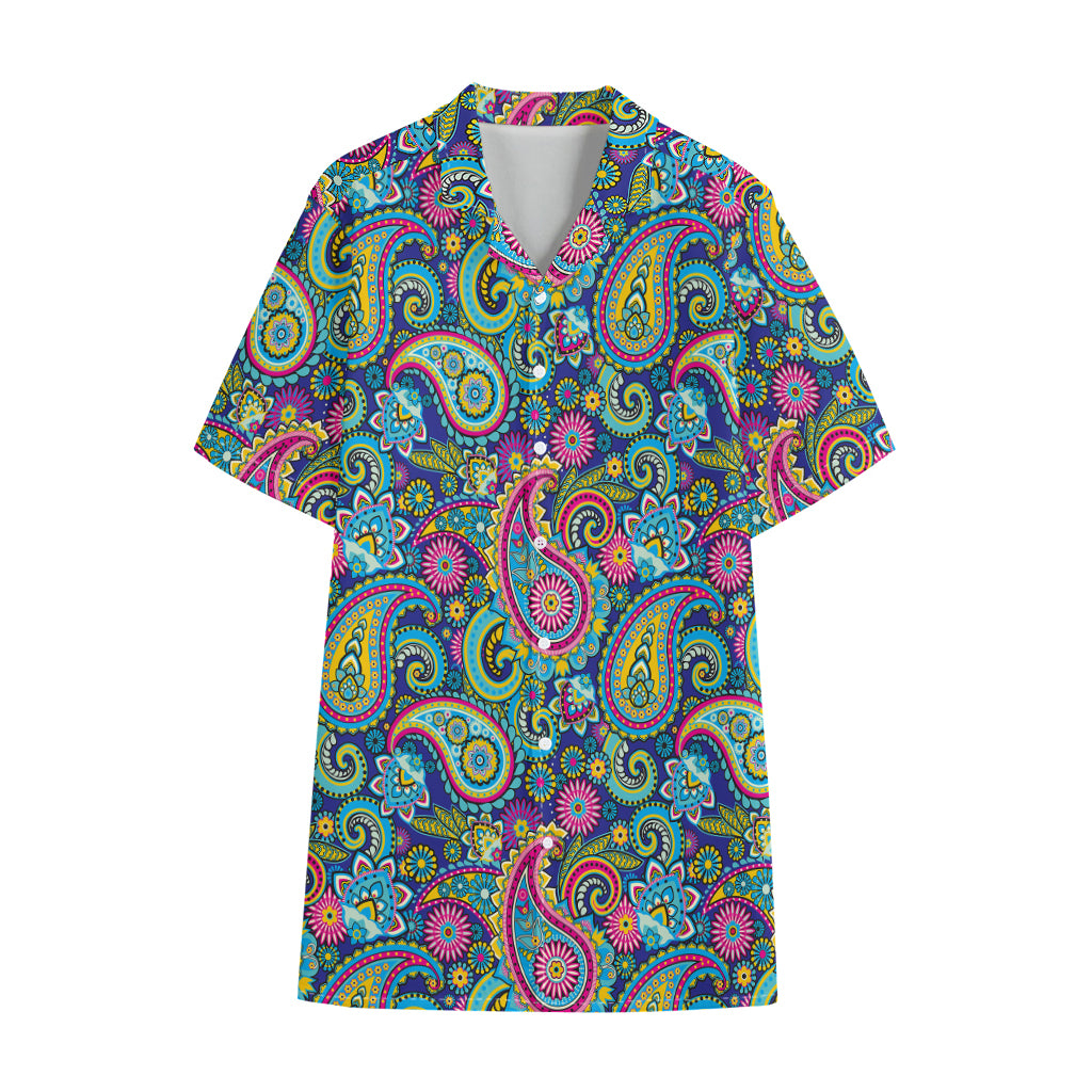 Colorful Paisley Pattern Print Cotton Hawaiian Shirt