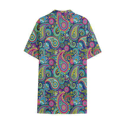 Colorful Paisley Pattern Print Cotton Hawaiian Shirt