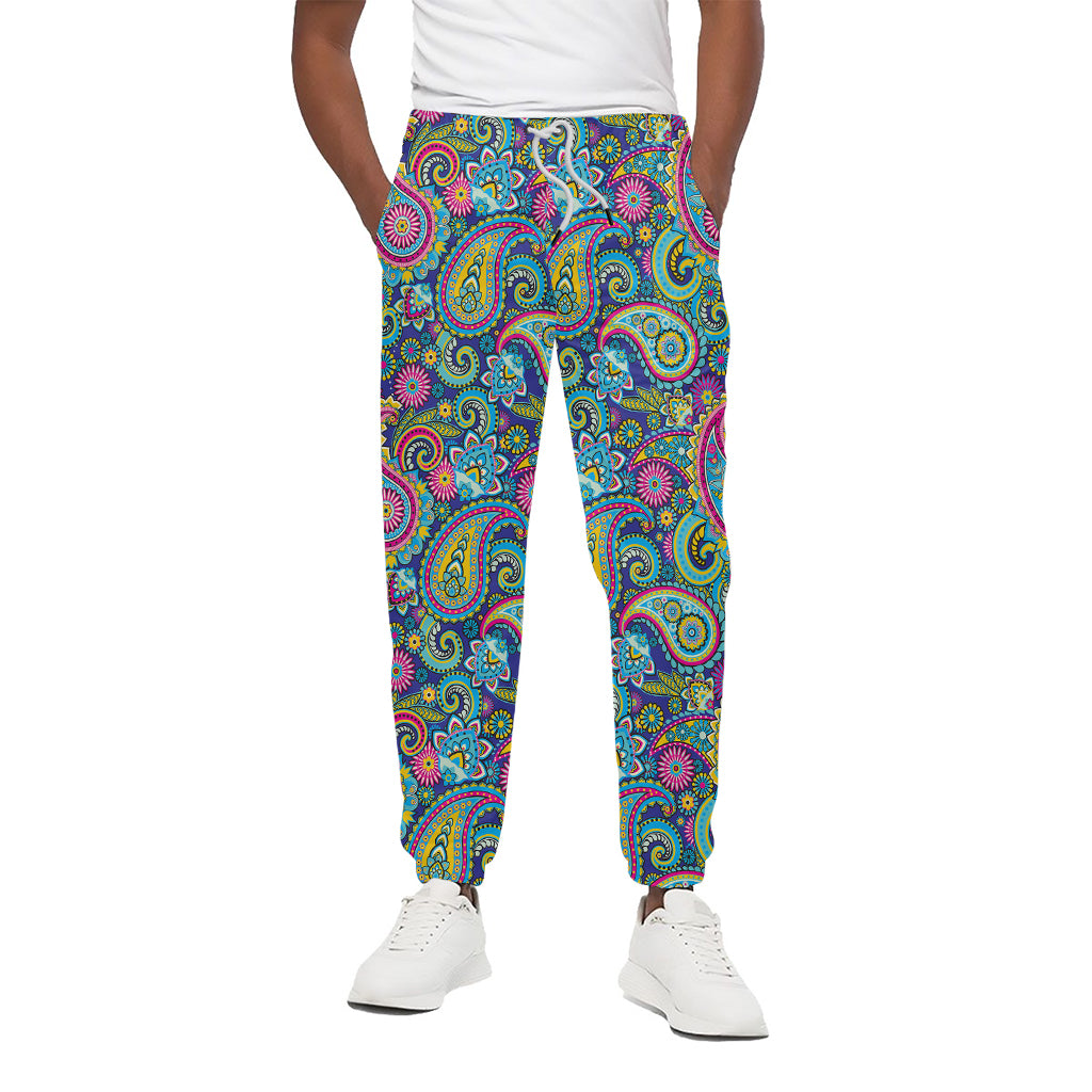 Colorful Paisley Pattern Print Cotton Pants