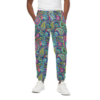 Colorful Paisley Pattern Print Cotton Pants