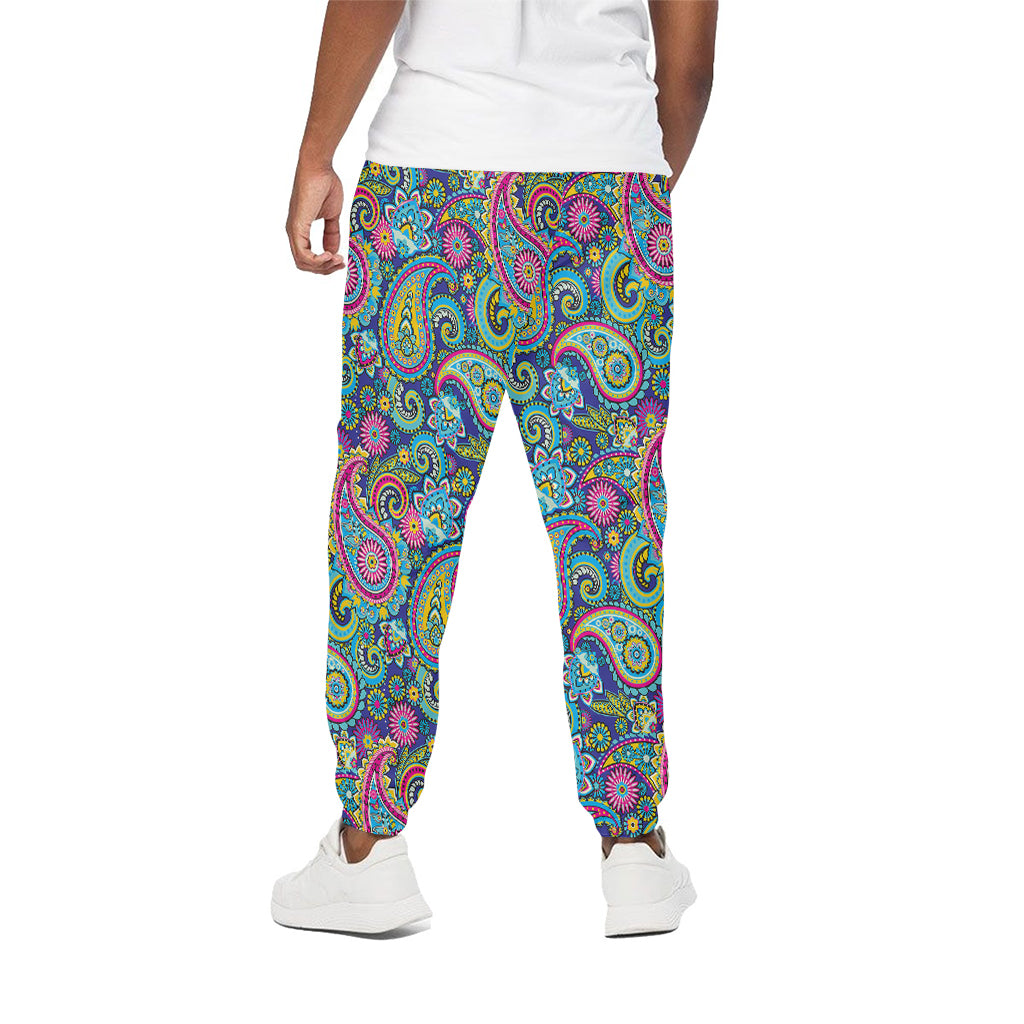 Colorful Paisley Pattern Print Cotton Pants