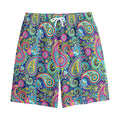Colorful Paisley Pattern Print Cotton Shorts