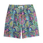 Colorful Paisley Pattern Print Cotton Shorts
