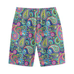 Colorful Paisley Pattern Print Cotton Shorts