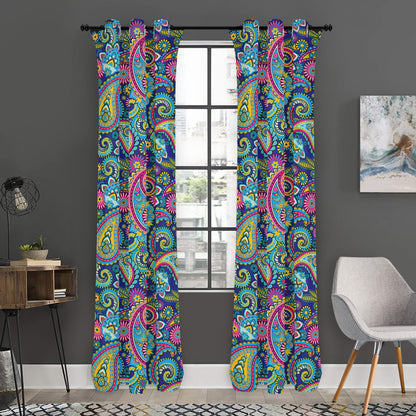 Colorful Paisley Pattern Print Curtain