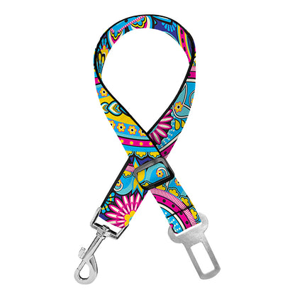Colorful Paisley Pattern Print Dog Seat Belt
