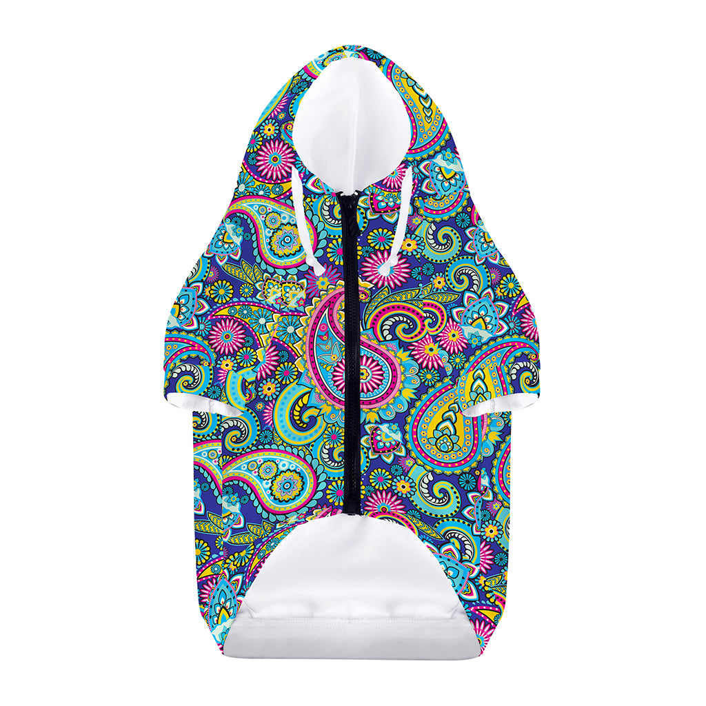 Colorful Paisley Pattern Print Dog Zip Up Hoodie