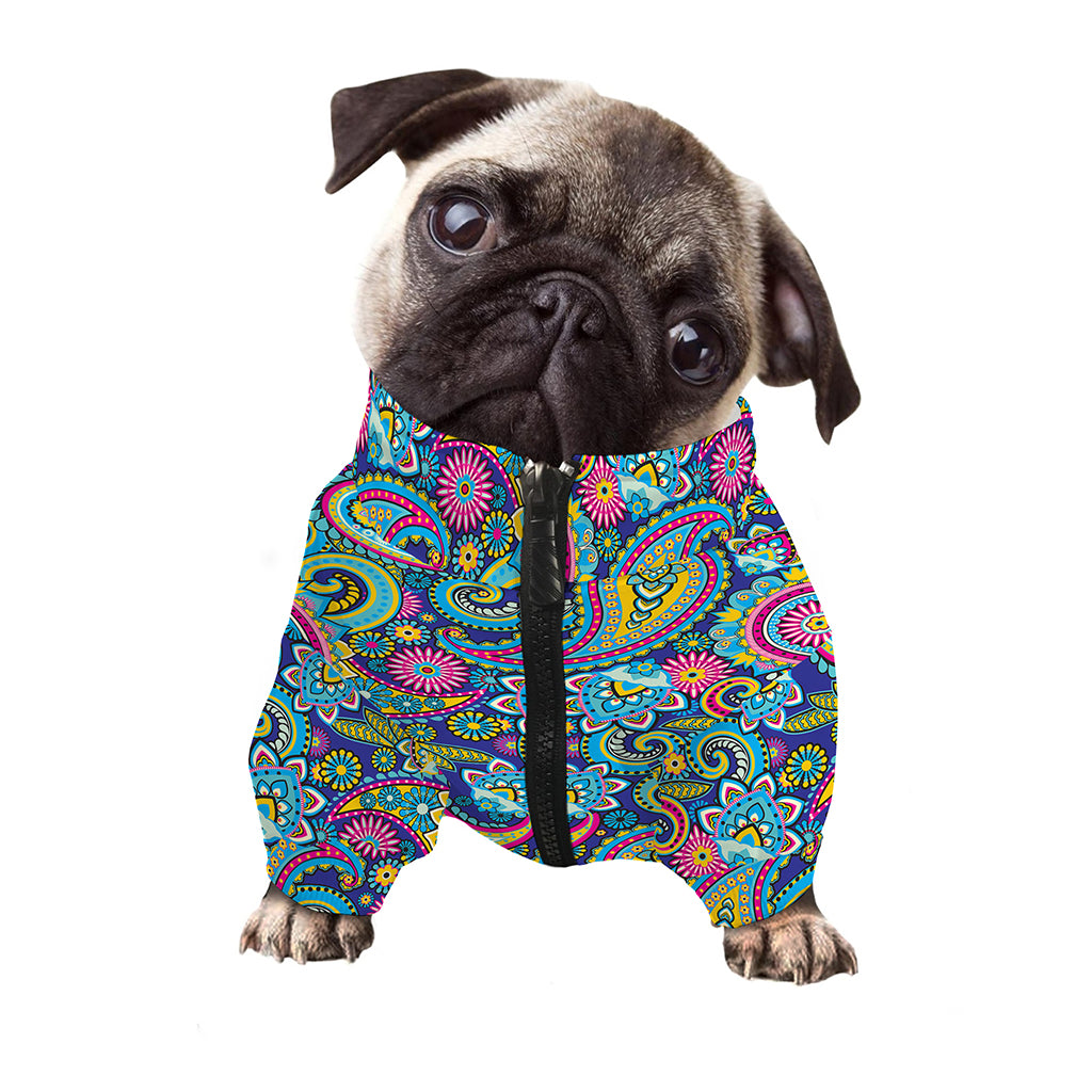 Colorful Paisley Pattern Print Dog Zip Up Jacket