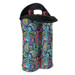 Colorful Paisley Pattern Print Double Neoprene Wine Tote