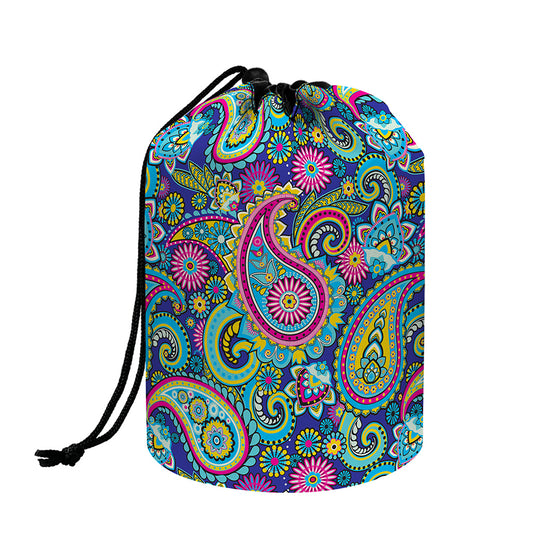 Colorful Paisley Pattern Print Drawstring Makeup Bag