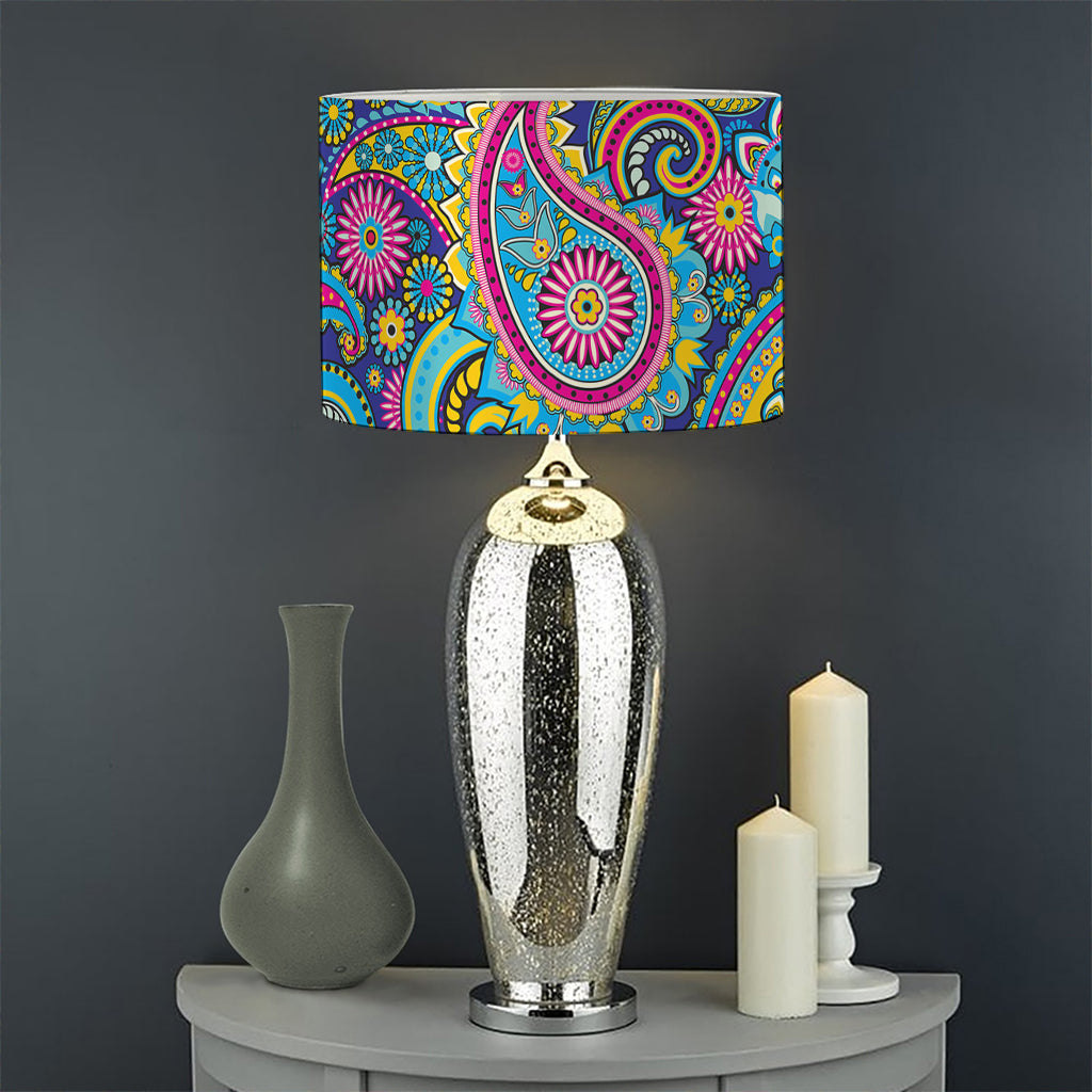 Colorful Paisley Pattern Print Drum Lamp Shade