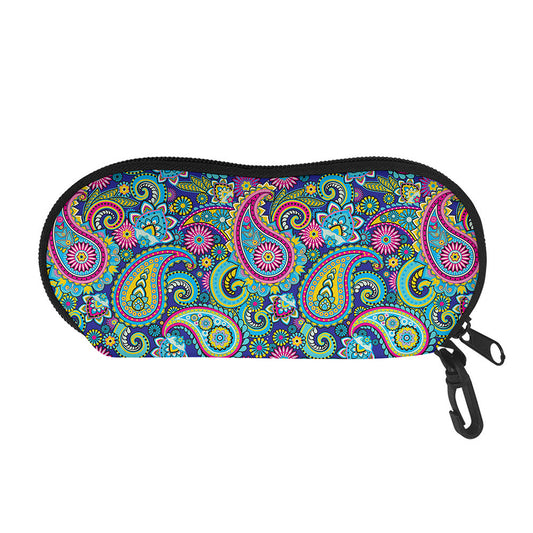 Colorful Paisley Pattern Print Glasses Case