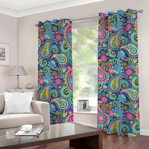 Colorful Paisley Pattern Print Grommet Curtains