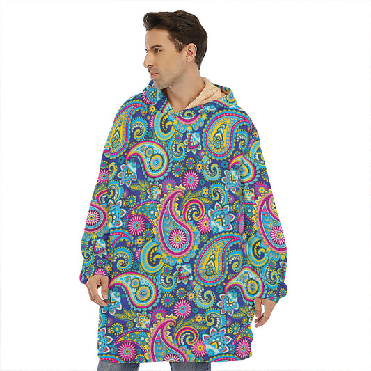 Colorful Paisley Pattern Print Hoodie Blanket