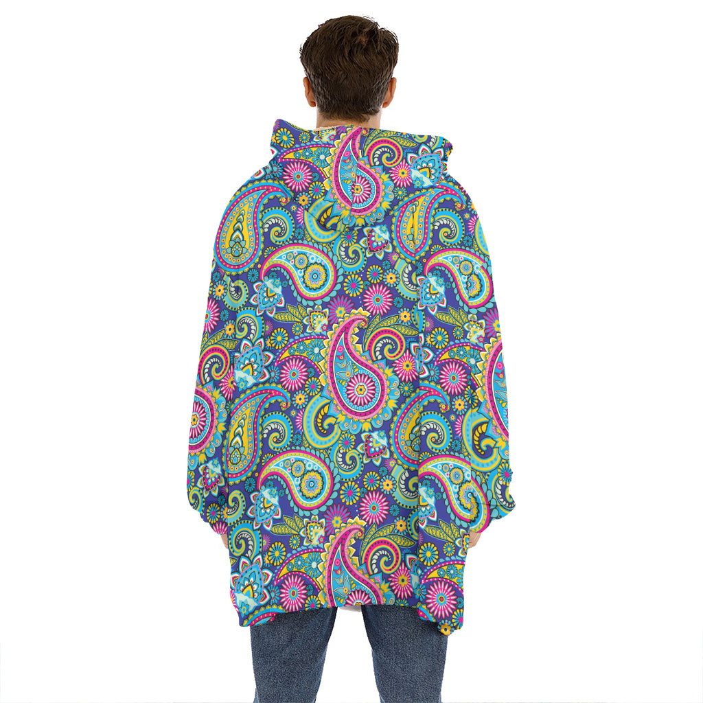 Colorful Paisley Pattern Print Hoodie Blanket