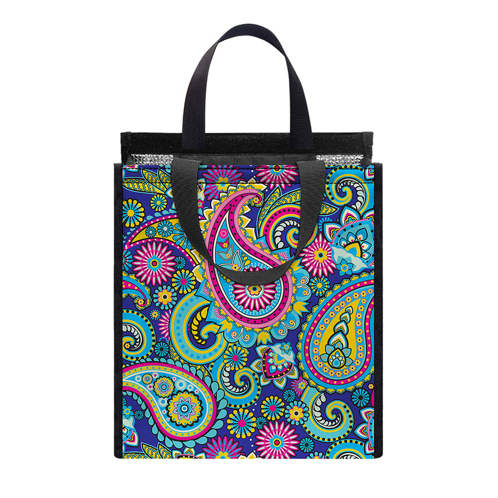 Colorful Paisley Pattern Print Insulated Lunch Tote