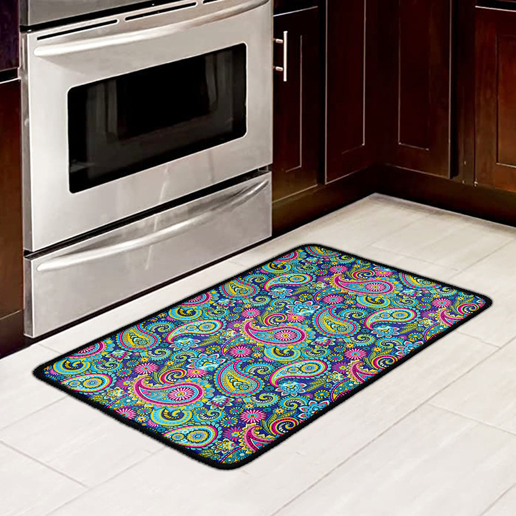 Colorful Paisley Pattern Print Kitchen Mat