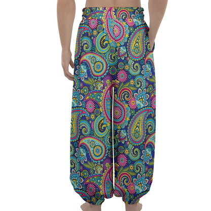 Colorful Paisley Pattern Print Lantern Pants