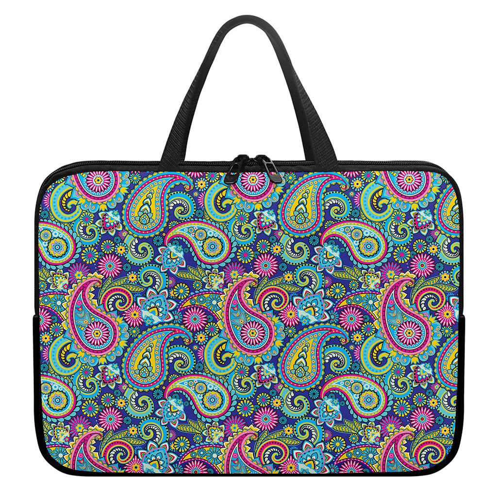 Colorful Paisley Pattern Print Laptop Sleeve With Handle