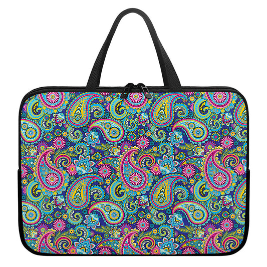 Colorful Paisley Pattern Print Laptop Sleeve With Handle