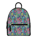 Colorful Paisley Pattern Print Leather Backpack