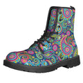 Colorful Paisley Pattern Print Lace-Up Boots