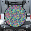 Colorful Paisley Pattern Print Leather Spare Tire Cover