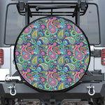 Colorful Paisley Pattern Print Leather Spare Tire Cover