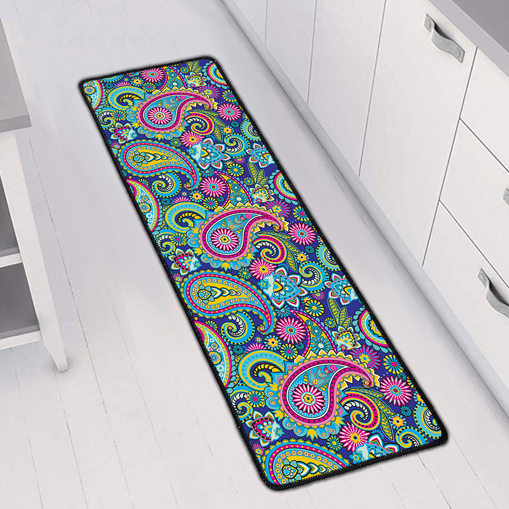Colorful Paisley Pattern Print Long Kitchen Mat