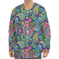 Colorful Paisley Pattern Print Long Sleeve Baseball Jersey