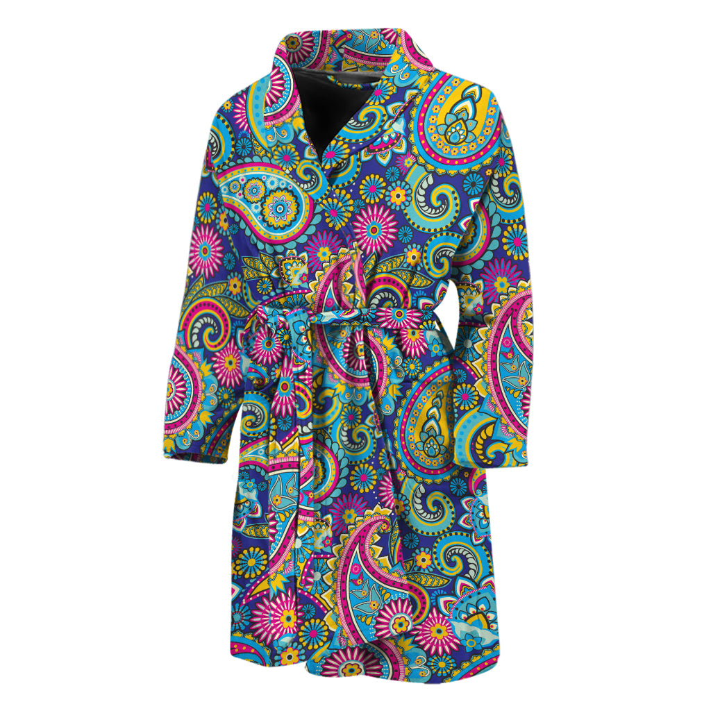 Colorful Paisley Pattern Print Men's Bathrobe