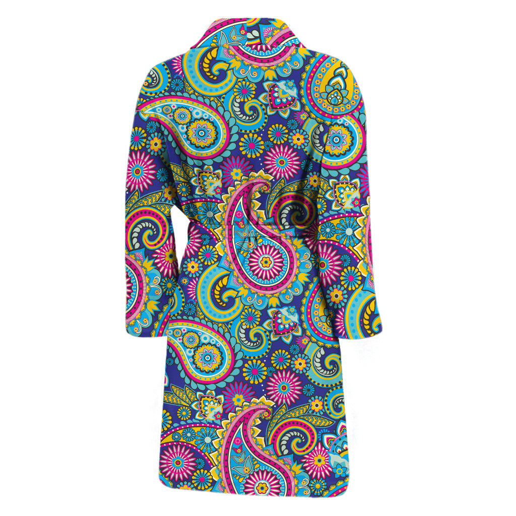 Colorful Paisley Pattern Print Men's Bathrobe