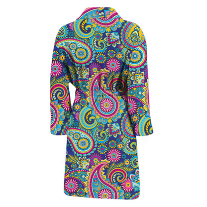 Colorful Paisley Pattern Print Men's Bathrobe