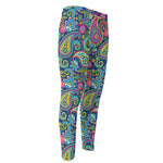 Colorful Paisley Pattern Print Men's Compression Pants