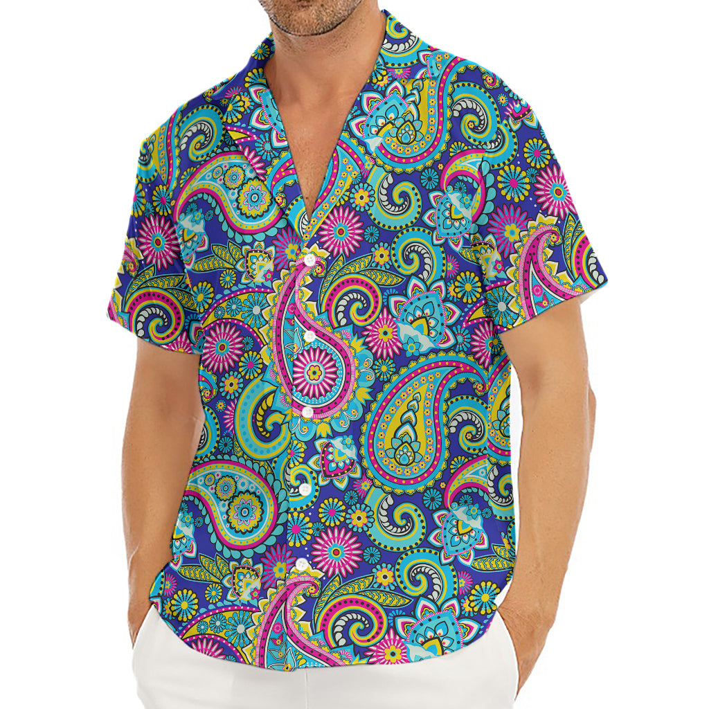 Colorful Paisley Pattern Print Men's Deep V-Neck Shirt