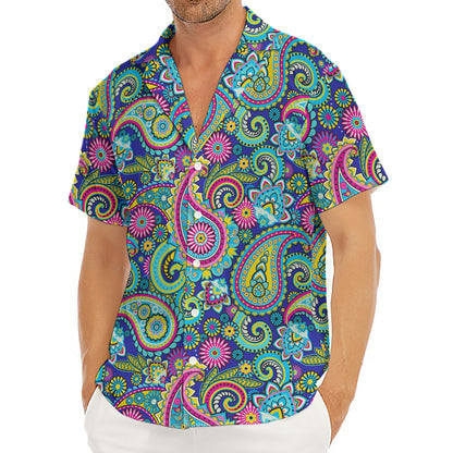 Colorful Paisley Pattern Print Men's Deep V-Neck Shirt