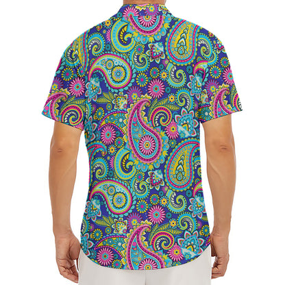 Colorful Paisley Pattern Print Men's Deep V-Neck Shirt