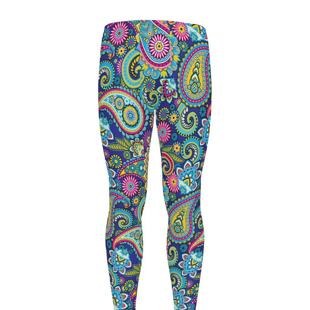 Colorful Paisley Pattern Print Men's leggings