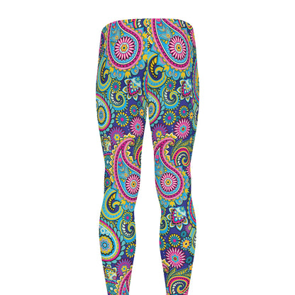 Colorful Paisley Pattern Print Men's leggings