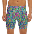 Colorful Paisley Pattern Print Men's Long Boxer Briefs