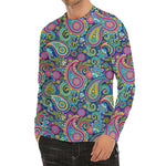 Colorful Paisley Pattern Print Men's Long Sleeve Rash Guard