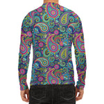Colorful Paisley Pattern Print Men's Long Sleeve Rash Guard