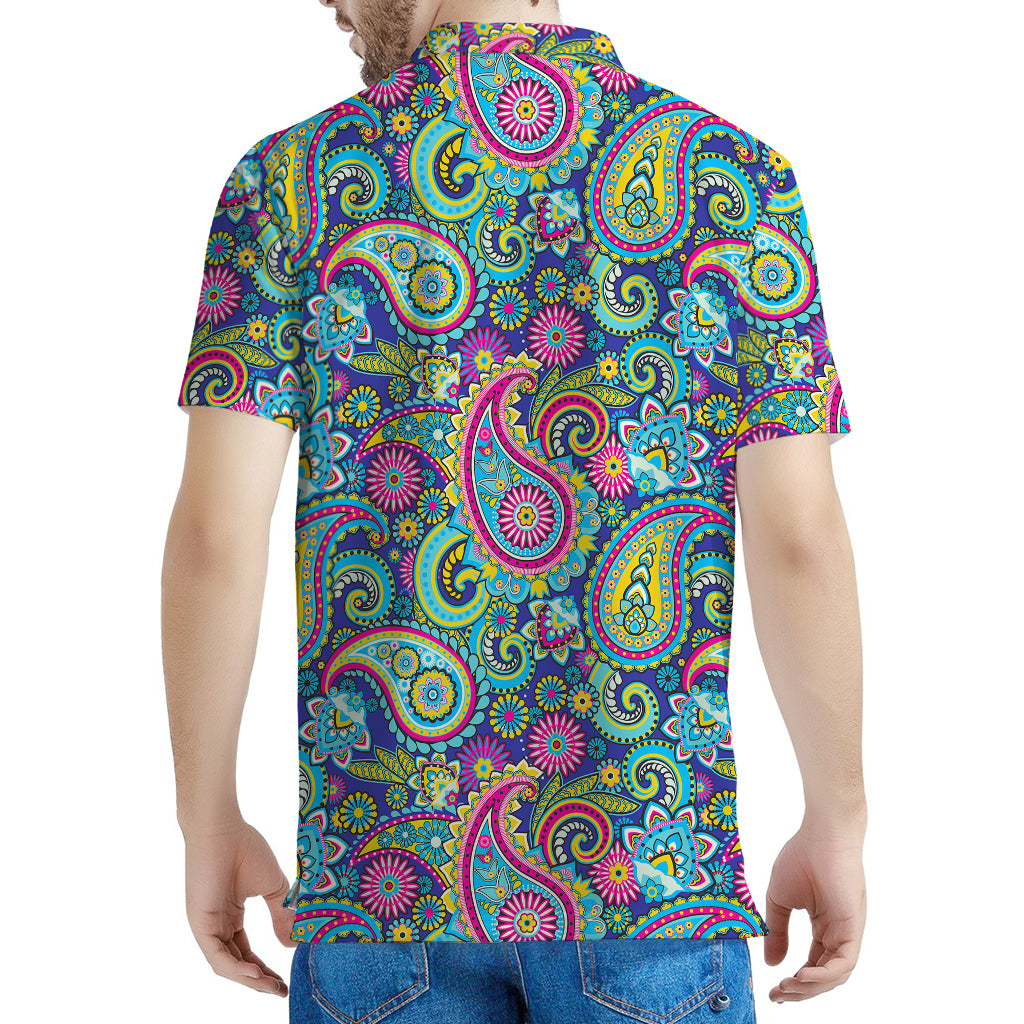 Colorful Paisley Pattern Print Men's Polo Shirt