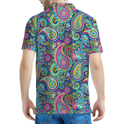 Colorful Paisley Pattern Print Men's Polo Shirt