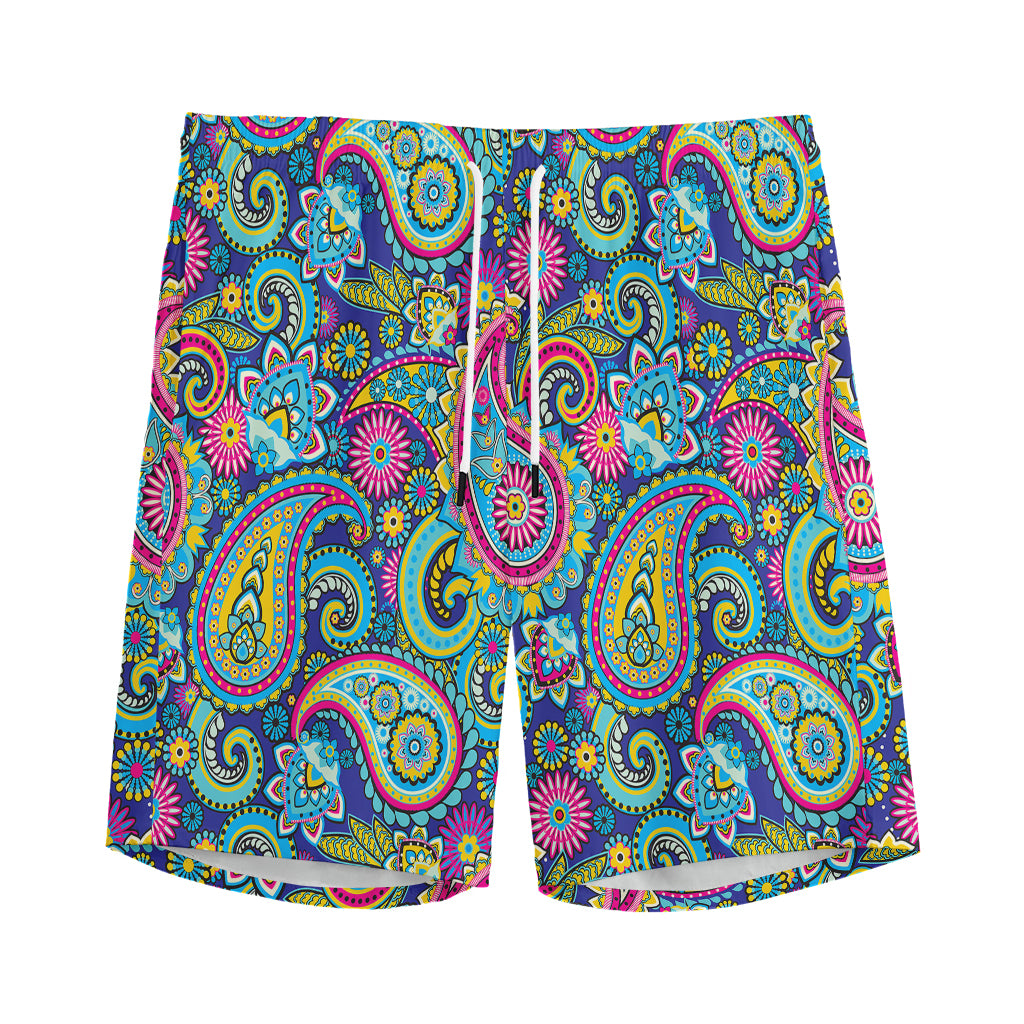 Colorful Paisley Pattern Print Men's Sports Shorts