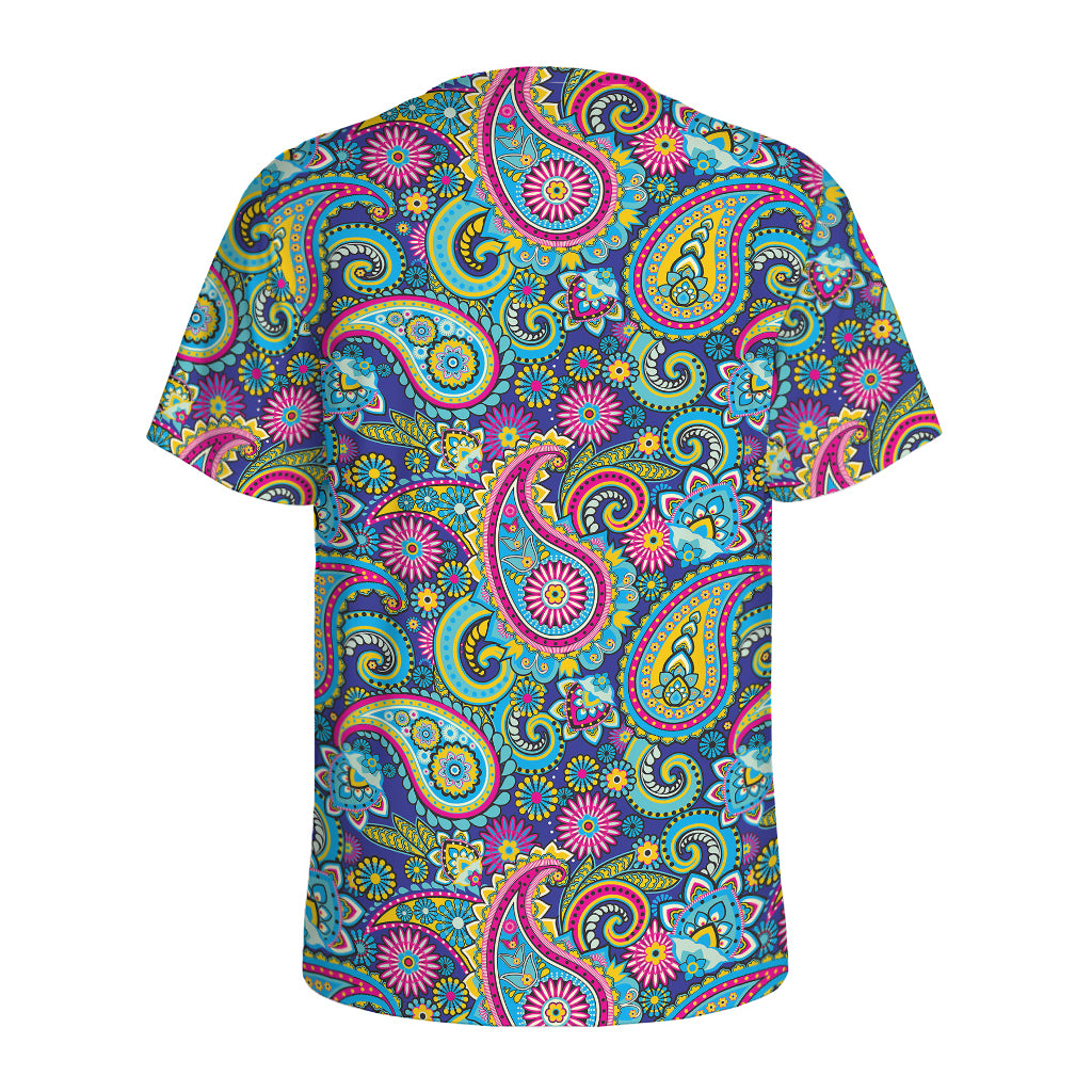 Colorful Paisley Pattern Print Men's Sports T-Shirt
