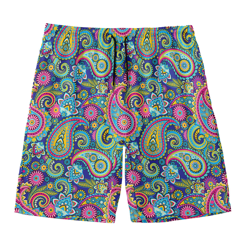 Colorful Paisley Pattern Print Men's Swim Trunks